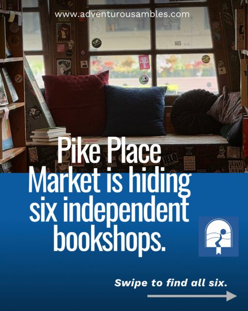 Everyone knows about the flying fish but some of Pike Place Market’s best discoveries are hidden down its ramps, stairways, and lower-level corridors.
We found six fiercely independent bookshops within a one-mile loop: an anarchist collective, a wonderfully chaotic literary saloon, a historic comic shop, an independent press, and several excellent places to lose track of time among the shelves.
Save this carousel for your next Seattle visit, tag the friend who would browse every shop with you, and find the complete walking guide at AdventurousAmbles.com. #pikeplacemarket #bookstagram #seattle #independentbookstore #adventurousambles